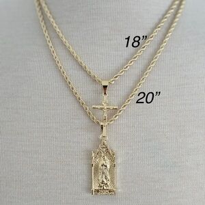 18” & 20”  rope chain set with small cross crucifix/St. Mary Pendant